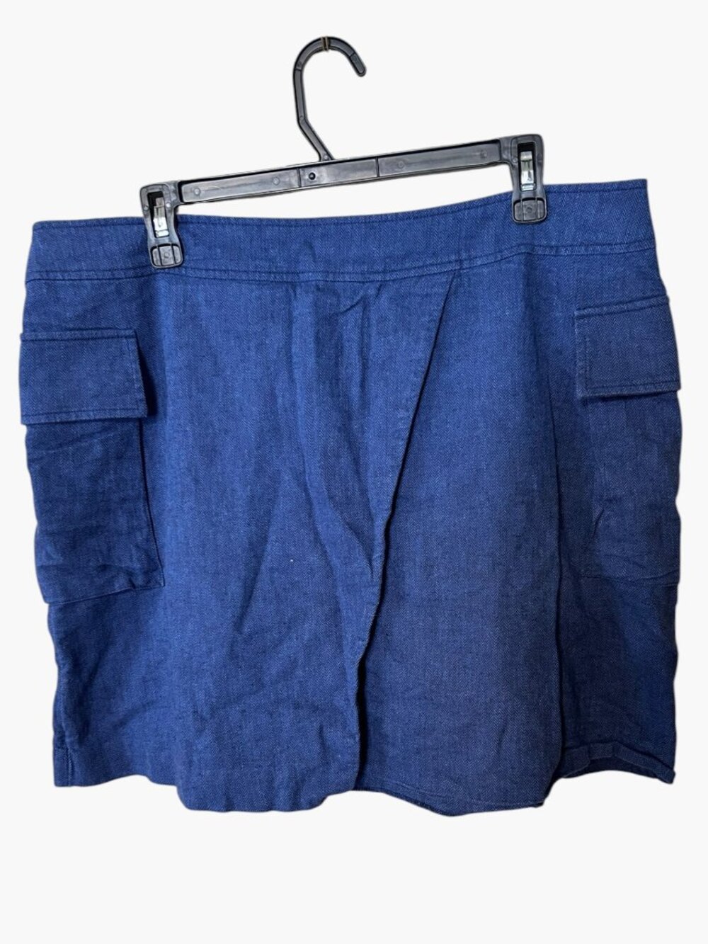 Banana Republic Blue Linen Blend Mini Skirt Cargo Pockets Lined Size 16